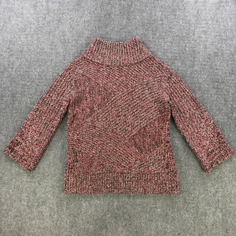 Rag & Bone Merino Wool Blend Mock‎ Neck Marled Knit Sweater Womens XS Red Black